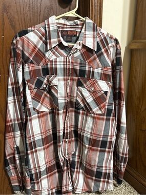 Canon Men's Red, Black & White Plaid Button-Down Shirt